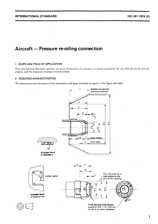 ISO 451:1976 - Aircraft -- Pressure re-oiling connection
