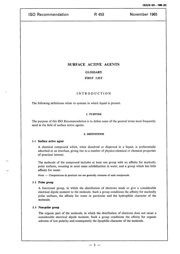 ISO/R 453:1965 - Withdrawal of ISO/R 453-1965