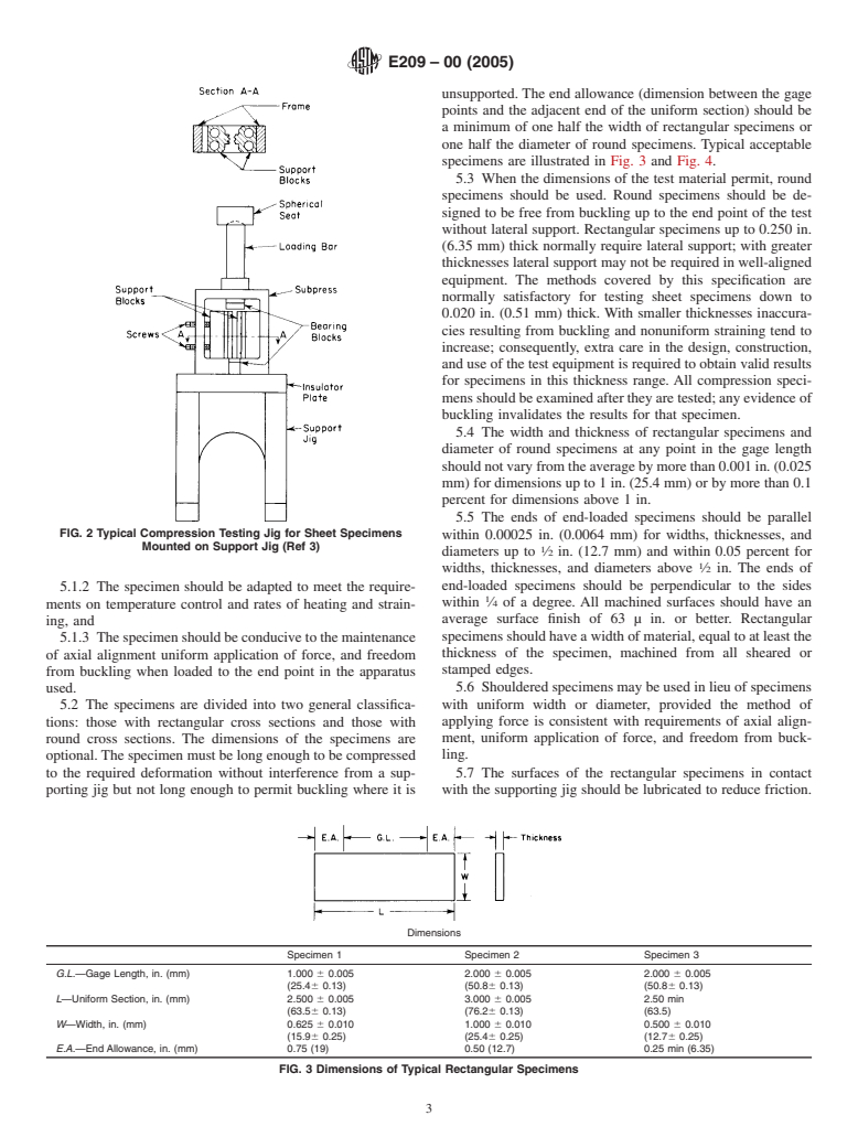 ASTM E209-00(2005) - Standard Practice for Compression Tests of Metallic Materials at Elevated Temperatures with Conventional or Rapid Heating Rates and Strain Rates