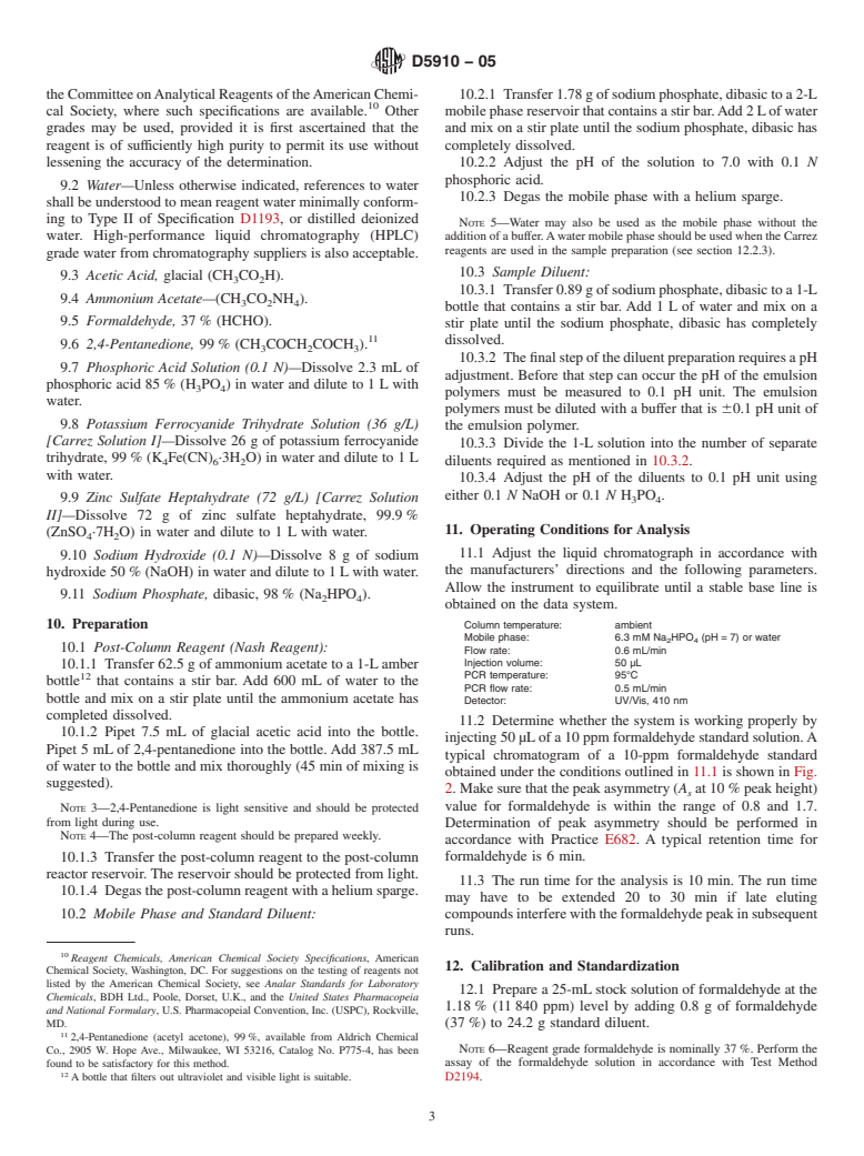 ASTM D5910-05 - Standard Test Method for Determination of Free Formaldehyde in Emulsion Polymers by Liquid Chromatography