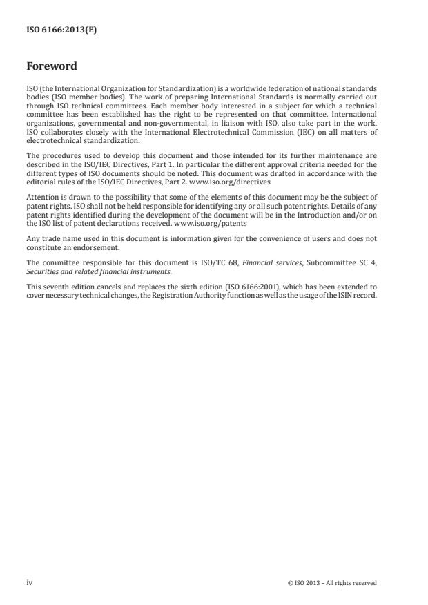 ISO 6166:2013 ISO 6166:2013 - Securities and related financial instruments -- International securities identification numbering system (ISIN) - Page 4 preview