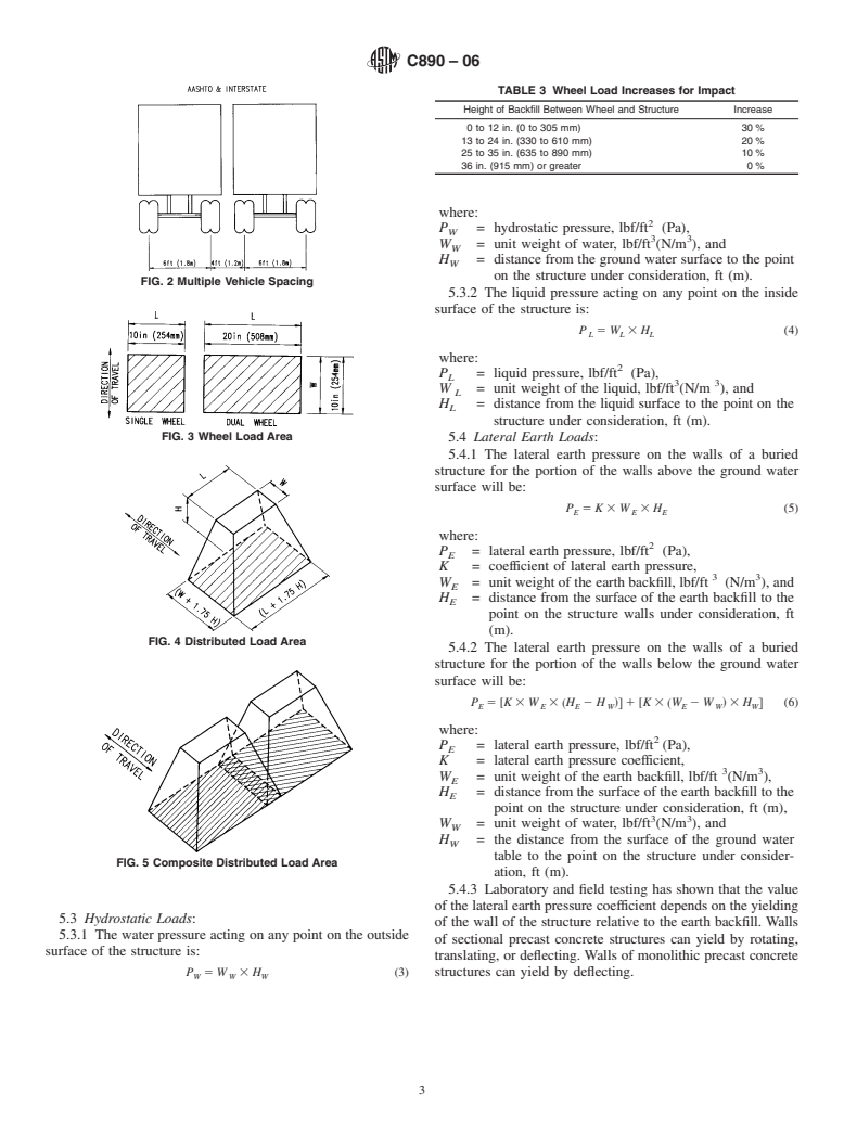 ASTM C890-06 - Standard Practice for Minimum Structural Design Loading for Monolithic or Sectional Precast Concrete Water and Wastewater Structures