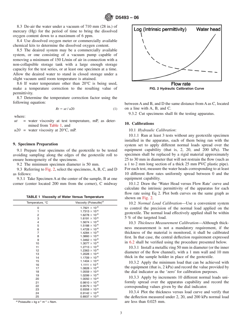 ASTM D5493-06 - Standard Test Method for Permittivity of Geotextiles Under Load