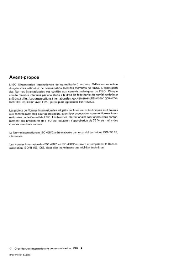 ISO 458-2:1985 ISO 458-2:1985 - Plastiques -- Détermination de la rigidité en torsion des plastiques souples - Page 2 preview