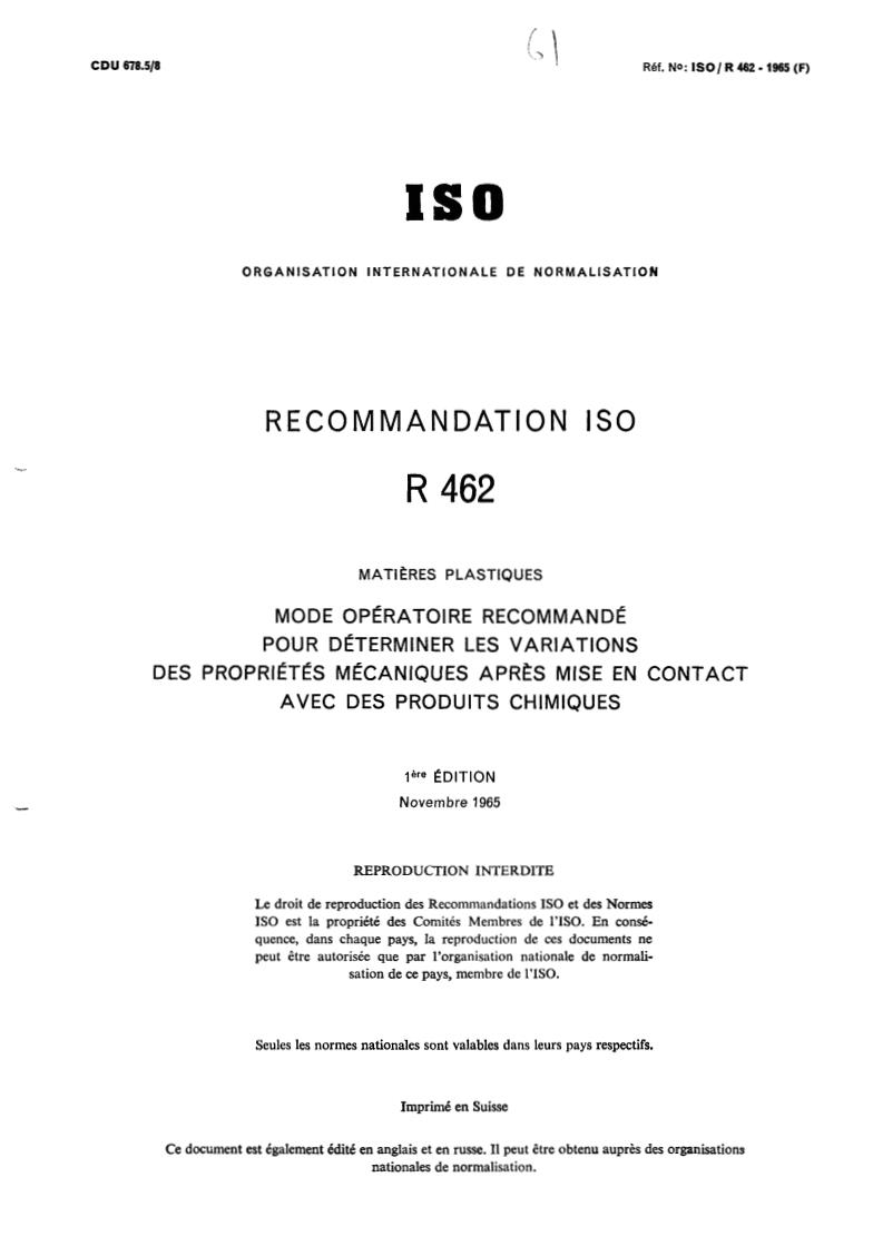 ISO/R 462:1965 - Withdrawal of ISO/R 462-1965
Released:11/1/1965