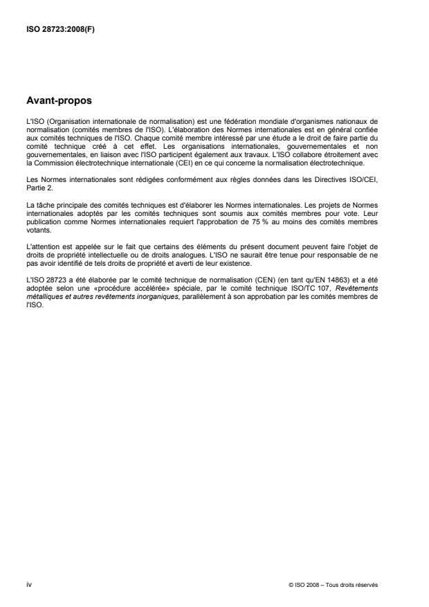 ISO 28723:2008 ISO 28723:2008 - Émaux vitrifiés -- Détermination du revetement de l'arete sur une plaque en acier émaillé destinée aux échangeurs de chaleur - Page 4 preview