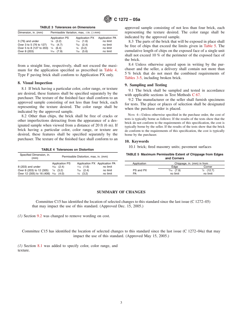 ASTM C1272-05a - Standard Specification for Heavy Vehicular Paving Brick