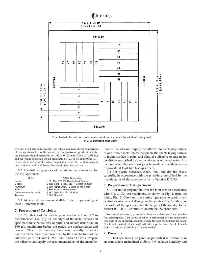 ASTM D3165-00 - Standard Test Method for Strength Properties of Adhesives in Shear by Tension Loading of Single-Lap-Joint Laminated Assemblies