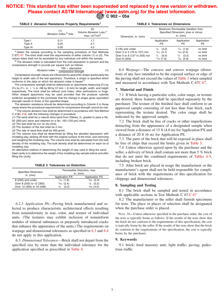 ASTM C902-05a - Standard Specification for Pedestrian and Light Traffic Paving Brick