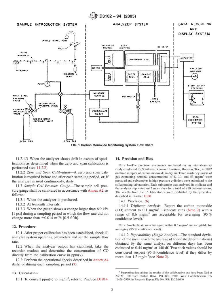 ASTM D3162-94(2005) - Standard Test Method for Carbon Monoxide in the Atmosphere (Continuous Measurement by Nondispersive Infrared Spectrometry)