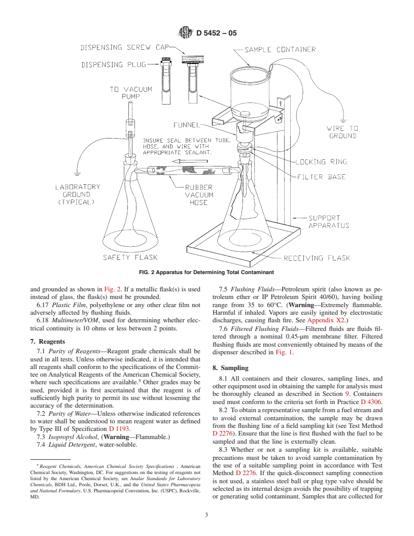 ASTM D5452-05 - Standard Test Method for Particulate Contamination in Aviation Fuels by Laboratory Filtration