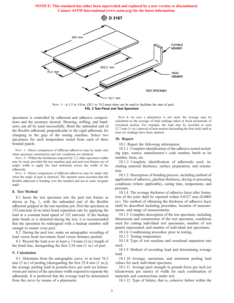 ASTM D3167-97 - Standard Test Method for Floating Roller Peel Resistance of Adhesives