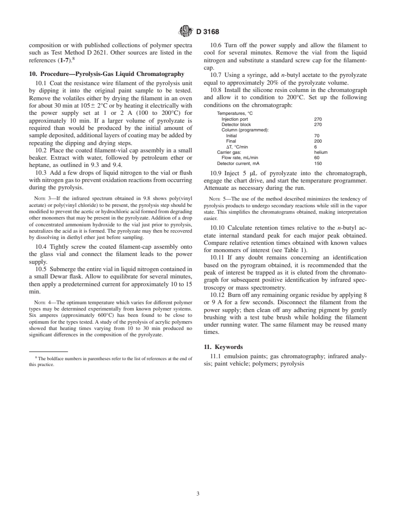 ASTM D3168-85(1999) - Standard Practice for Qualitative Identification of Polymers in Emulsion Paints