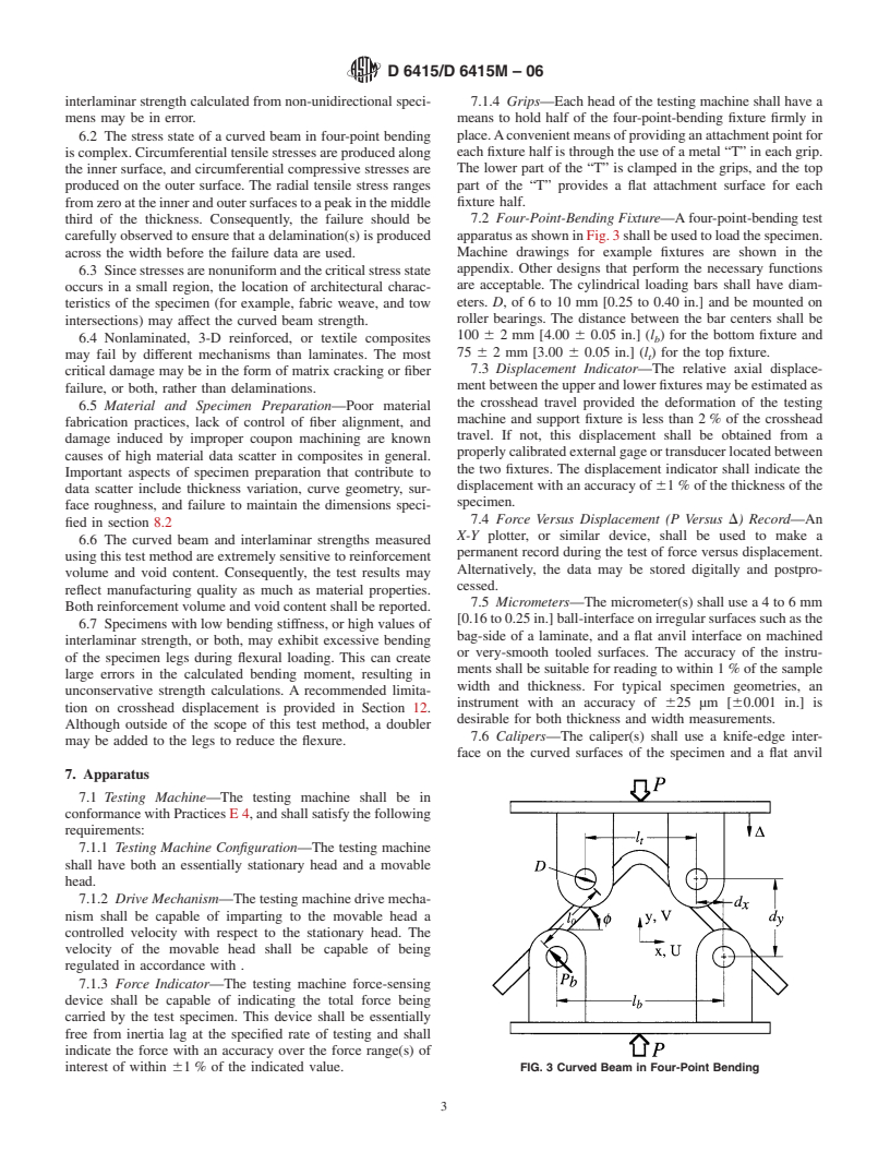 ASTM D6415/D6415M-06 - Standard Test Method for Measuring the Curved Beam Strength of a Fiber-Reinforced Polymer-Matrix Composite