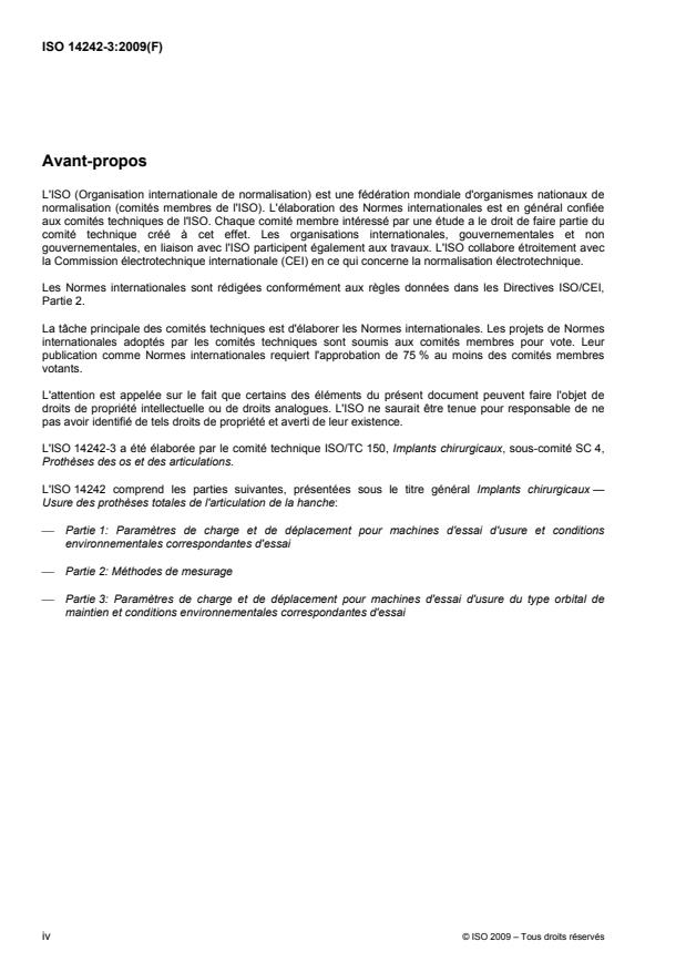 ISO 14242-3:2009 ISO 14242-3:2009 - Implants chirurgicaux -- Usure des protheses totales de l'articulation de la hanche - Page 4 preview