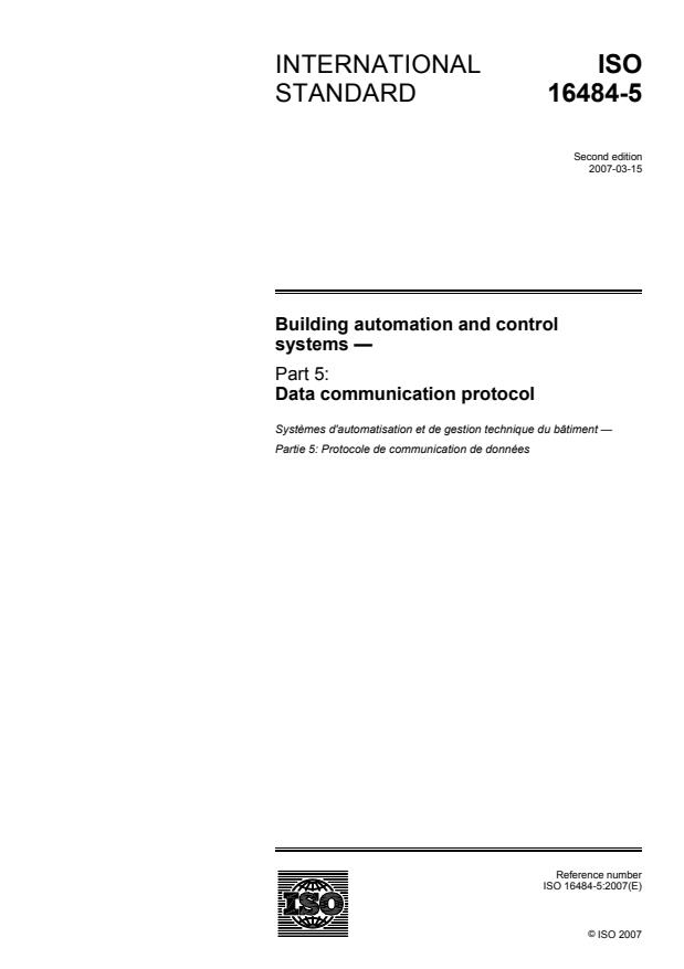 ISO 16484-5:2007 - Building automation and control systems
