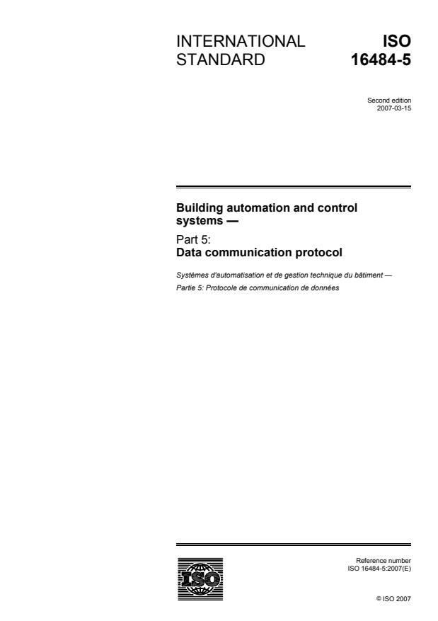 ISO 16484-5:2007 - Building automation and control systems