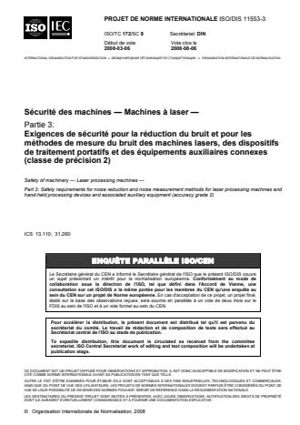 ISO 11553-3:2013 - Sécurité des machines -- Machines a laser