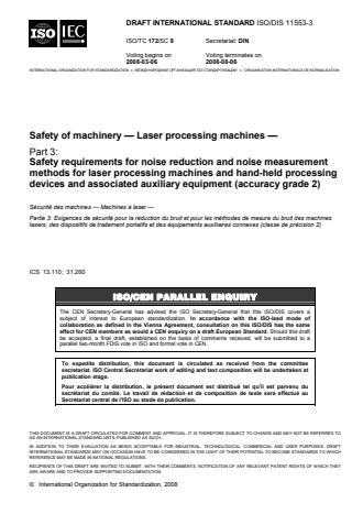 ISO 11553-3:2013 - Safety of machinery -- Laser processing machines