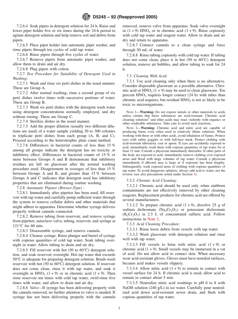 ASTM D5245-92(2005) - Standard Practice for Cleaning Laboratory Glassware, Plasticware, and Equipment Used in Microbiological Analyses