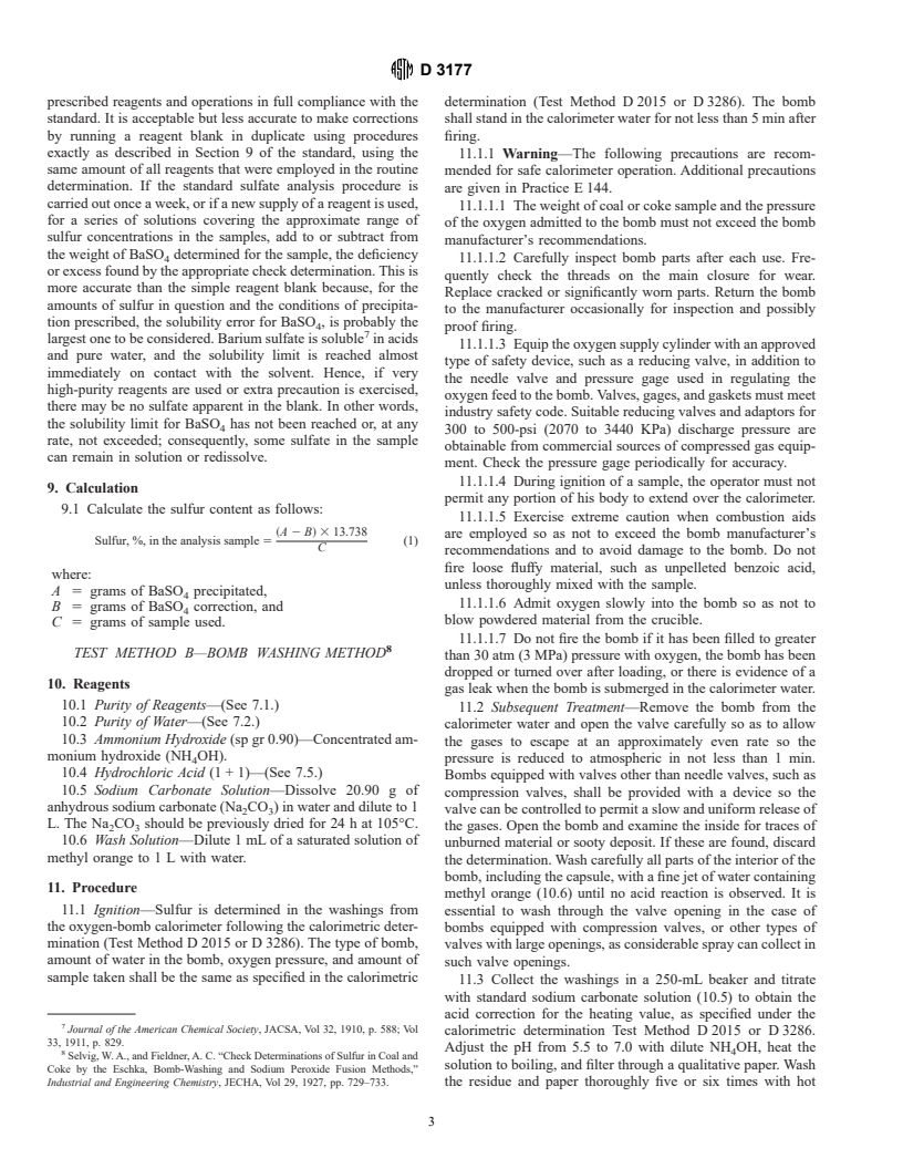 ASTM D3177-89(1997) - Standard Test Methods for Total Sulfur in the Analysis Sample of Coal and Coke