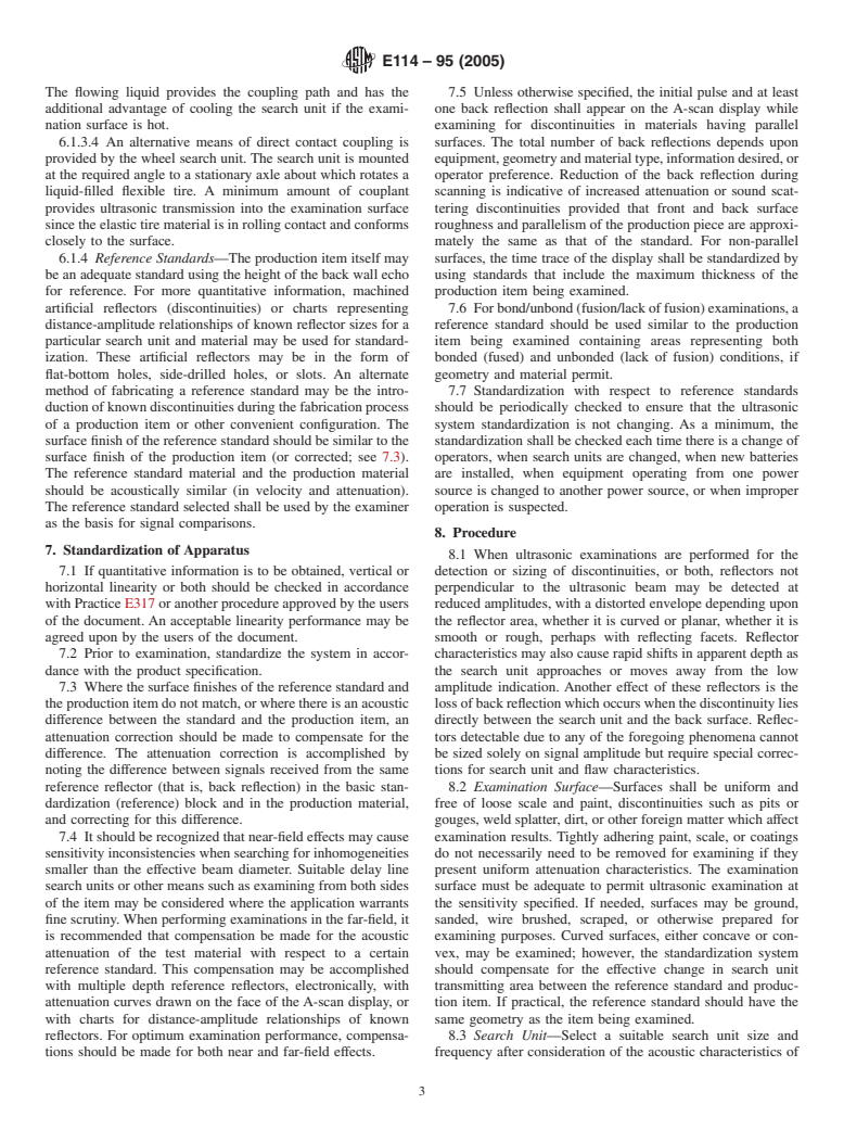 ASTM E114-95(2005) - Standard Practice for Ultrasonic Pulse-Echo Straight-Beam Examination by the Contact Method