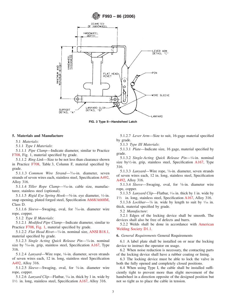 ASTM F993-86(2006) - Standard Specification for Valve Locking Devices