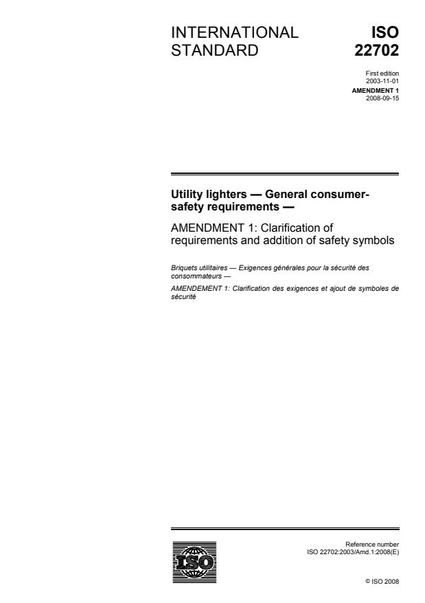 ISO 22702:2003/Amd 1:2008 - Clarification of requirements and addition of safety symbols