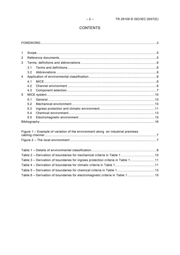 ISO/IEC TR 29106:2007 ISO/IEC TR 29106:2007 - Information technology -- Generic cabling -- Introduction to the MICE environmental classification - Page 4 preview