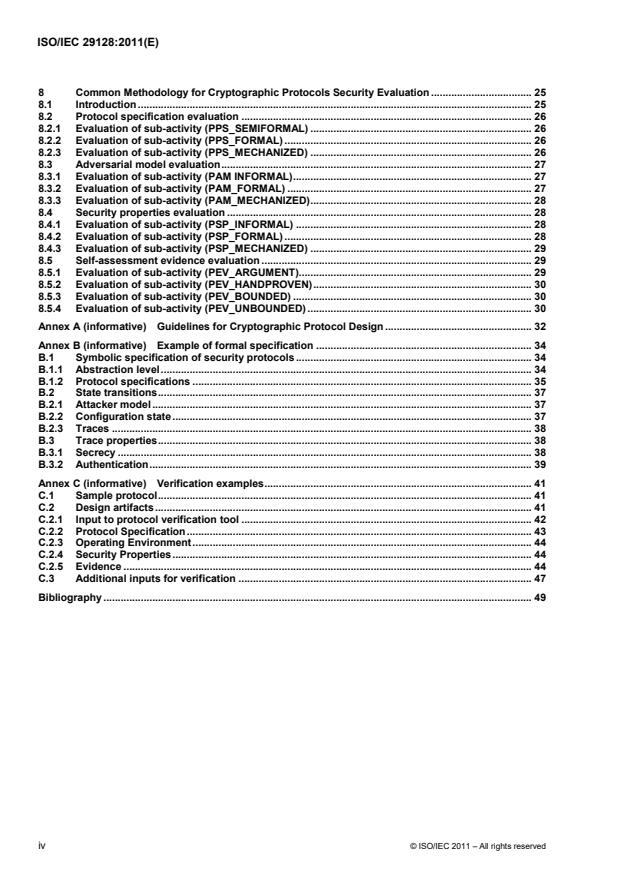 ISO/IEC 29128:2011 ISO/IEC 29128:2011 - Information technology -- Security techniques -- Verification of cryptographic protocols - Page 4 preview