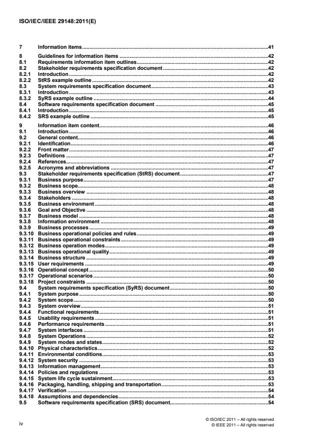 ISO/IEC/IEEE 29148:2011 ISO/IEC/IEEE 29148:2011 - Systems and software engineering -- Life cycle processes -- Requirements engineering - Page 4 preview