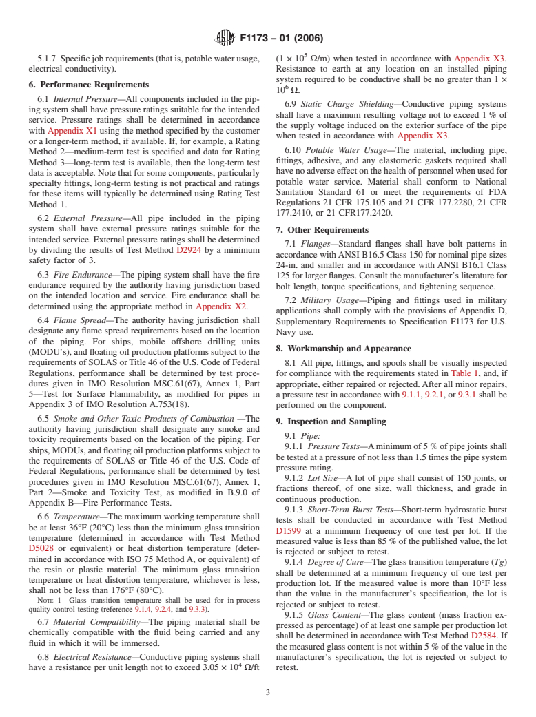 ASTM F1173-01(2006) - Standard Specification for Thermosetting Resin Fiberglass Pipe Systems to Be Used for Marine Applications