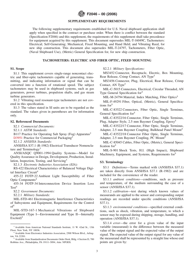 ASTM F2046-00(2006) - Standard Specification for Tachometers, Various