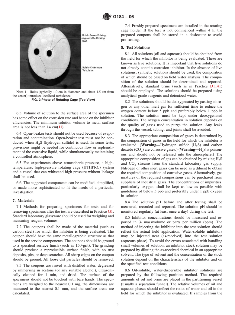 ASTM G184-06 - Standard Practice for Evaluating and Qualifying Oil Field and Refinery Corrosion Inhibitors Using Rotating Cage