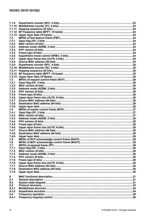 ISO/IEC 29157:2010 ISO/IEC 29157:2010 - Information technology -- Telecommunications and information exchange between systems -- PHY/MAC specifications for short-range wireless low-rate applications in the ISM band - Page 4 preview