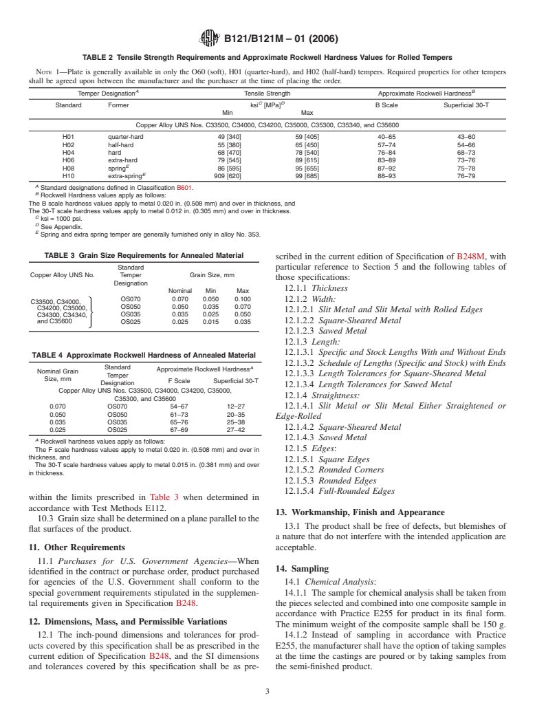 ASTM B121/B121M-01(2006) - Standard Specification for Leaded Brass Plate, Sheet, Strip, and Rolled Bar