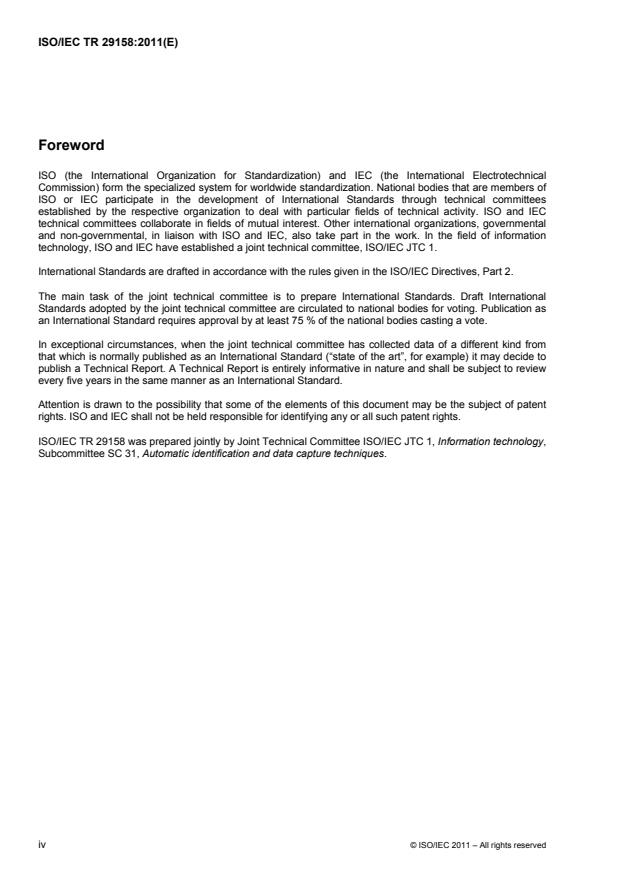 ISO/IEC TR 29158:2011 ISO/IEC TR 29158:2011 - Information technology -- Automatic identification and data capture techniques -- Direct Part Mark (DPM) Quality Guideline - Page 4 preview