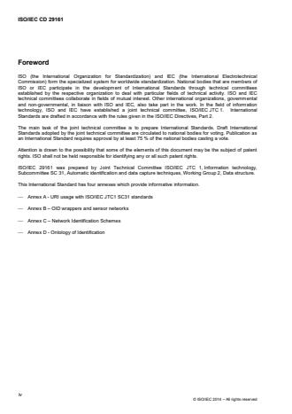 ISO/IEC 29161:2016 ISO/IEC 29161:2016 - Information technology -- Data structure -- Unique identification for the Internet of Things - Page 4 preview