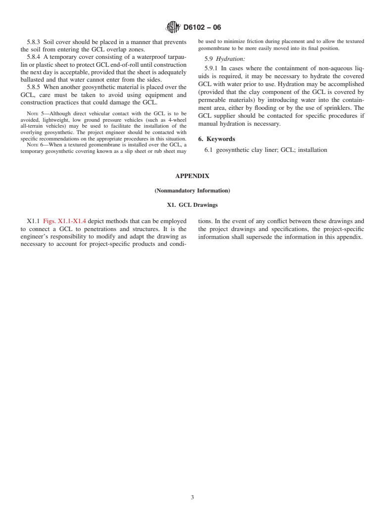 ASTM D6102-06 - Standard Guide for Installation of Geosynthetic Clay Liners