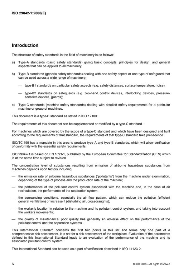 ISO 29042-1:2008 ISO 29042-1:2008 - Safety of machinery -- Evaluation of the emission of airborne hazardous substances - Page 4 preview