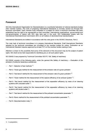 ISO 29042-2:2009 ISO 29042-2:2009 - Safety of machinery -- Evaluation of the emission of airborne hazardous substances - Page 4 preview