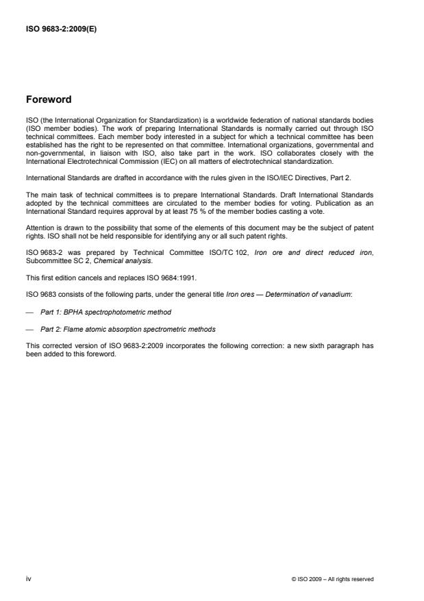 ISO 9683-2:2009 ISO 9683-2:2009 - Iron ores -- Determination of vanadium - Page 4 preview