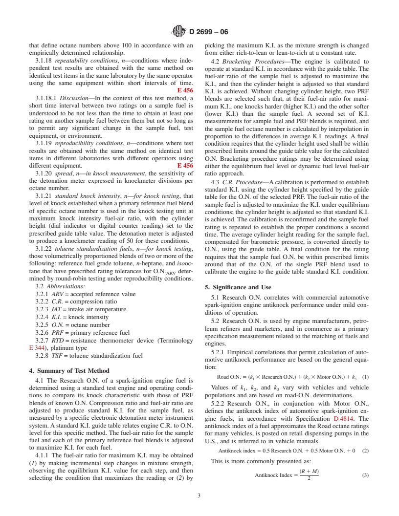 ASTM D2699-06 - Standard Test Method for Research Octane Number of Spark-Ignition Engine Fuel