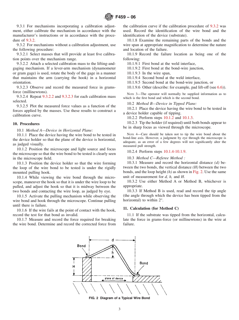 ASTM F459-06 - Standard Test Methods for Measuring Pull Strength of Microelectronic Wire Bonds