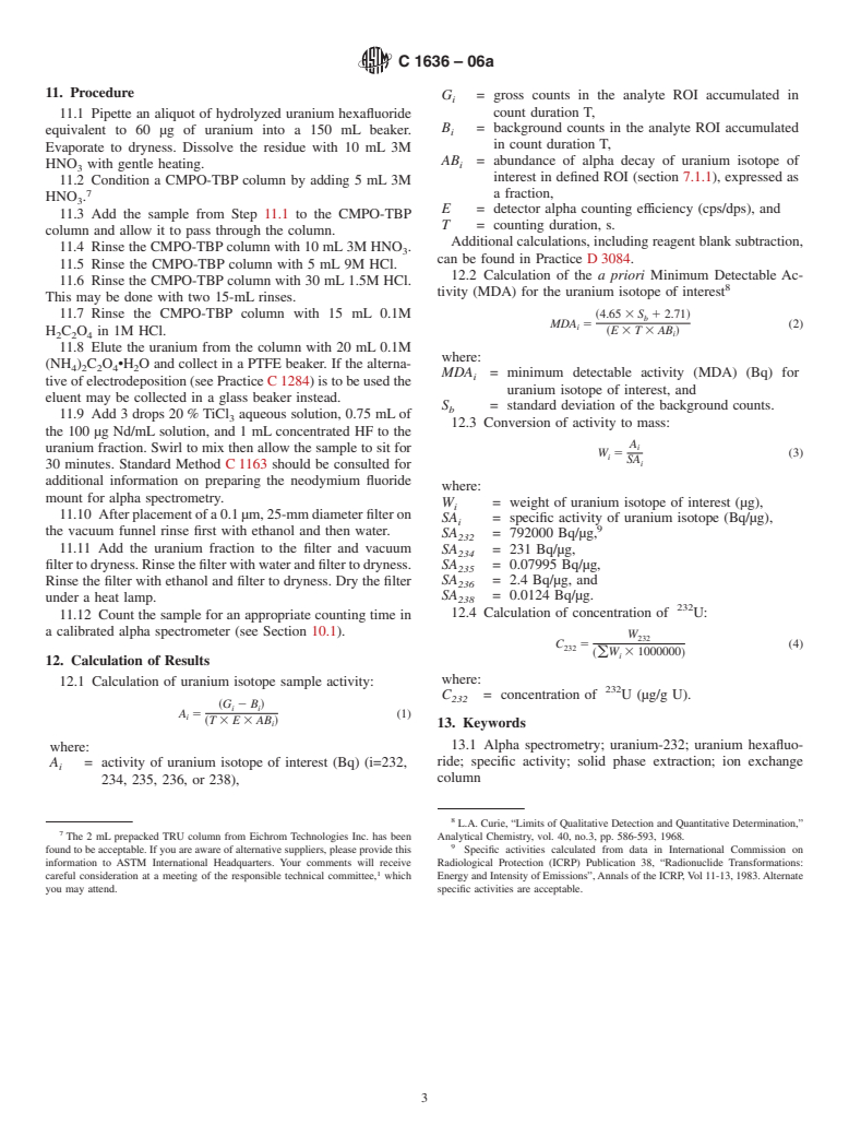 ASTM C1636-06 - Standard Guide for the Determination of Uranium-232 in Uranium Hexafluoride