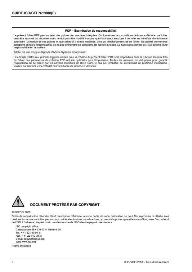 ISO/IEC Guide 76:2008 ISO/IEC Guide 76:2008 - Élaboration des normes de service -- Recommandations pour répondre aux attentes des consommateurs - Page 2 preview