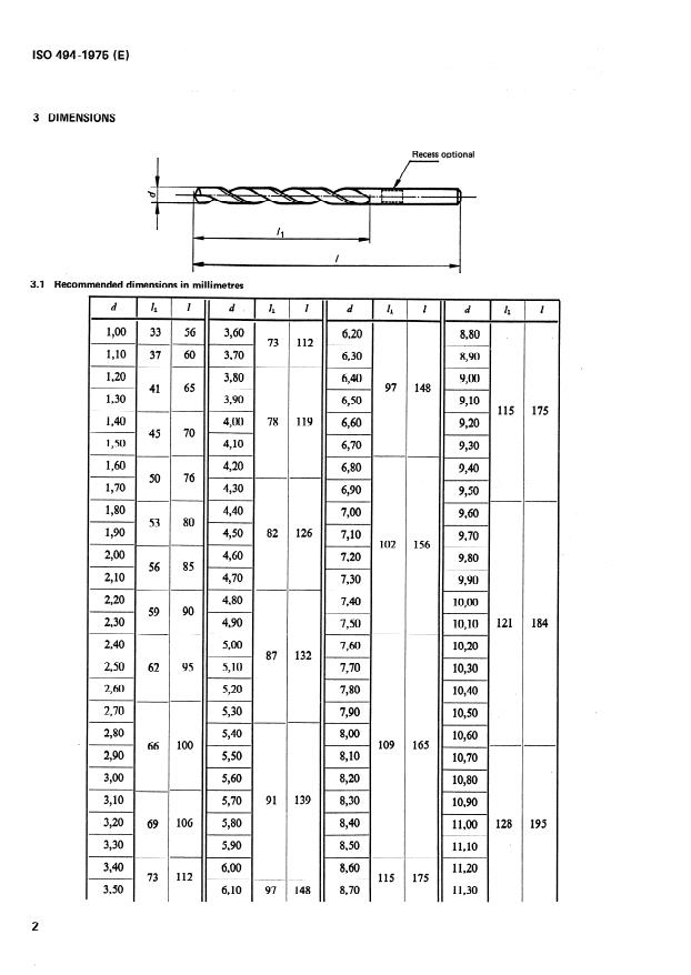 ISO 494:1975 ISO 494:1975 - Parallel shank twist drills -- Long series - Page 4 preview