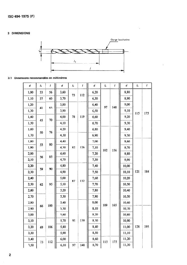 ISO 494:1975 ISO 494:1975 - Forets a queue cylindrique -- Série longue - Page 4 preview