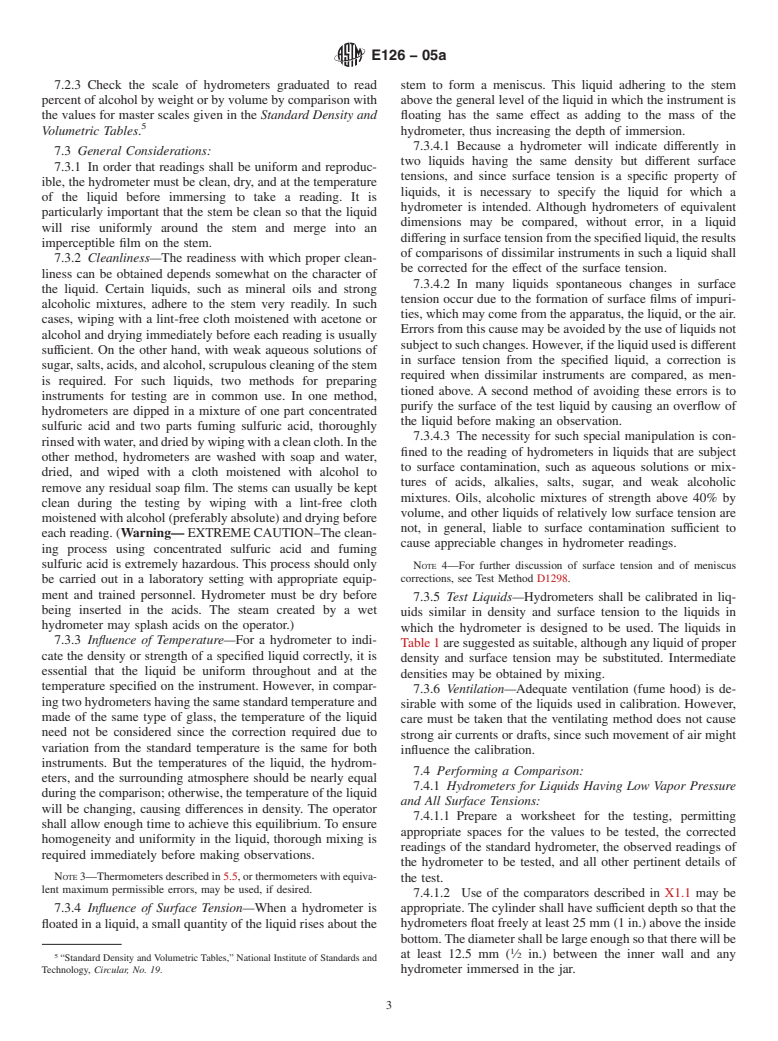 ASTM E126-05a - Standard Test Method for Inspection, Calibration, and Verification of ASTM Hydrometers