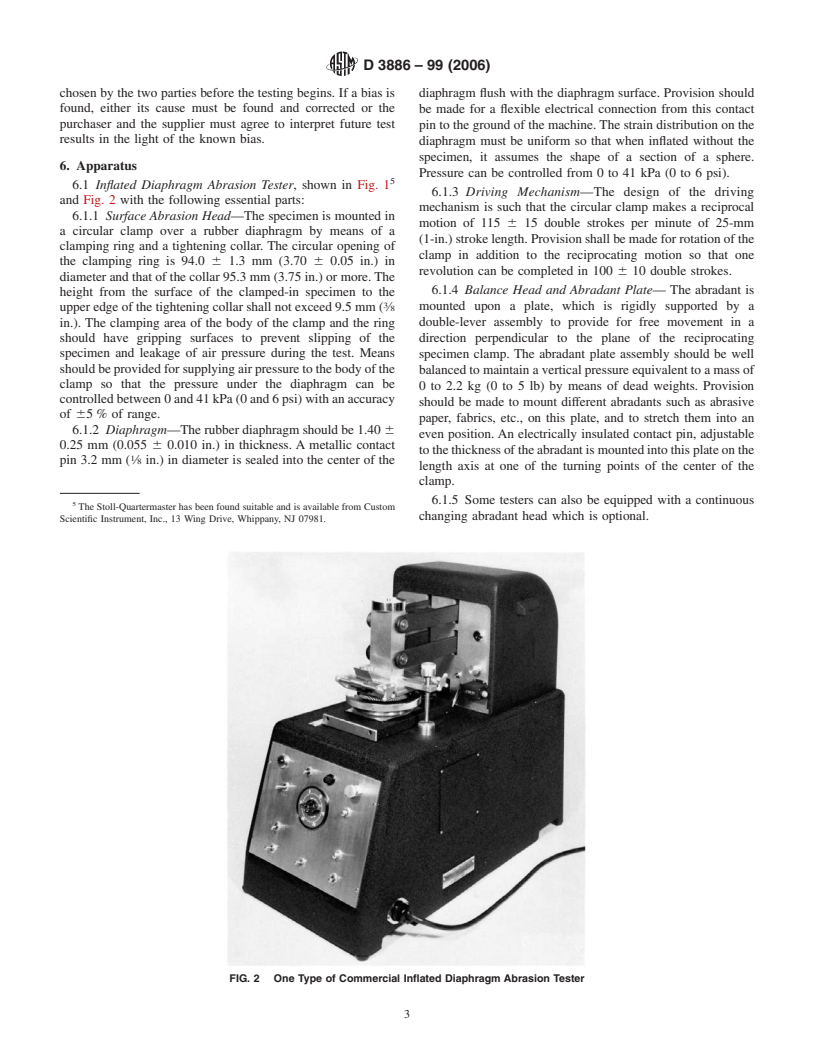 ASTM D3886-99(2006) - Standard Test Method for Abrasion Resistance of Textile Fabrics (Inflated Diaphragm Method)